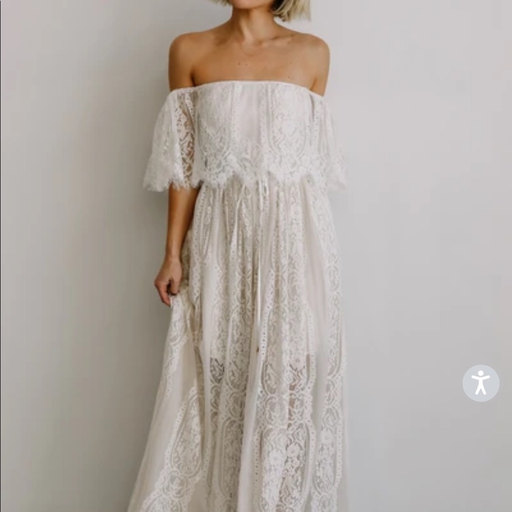 Off the shoulder white lace dress